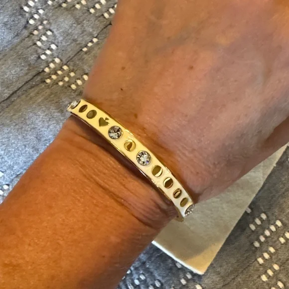 NWT Kate Spade Gold and White Bangle Bracelet - Picture 3 of 4